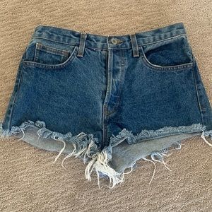 High rise denim shorts